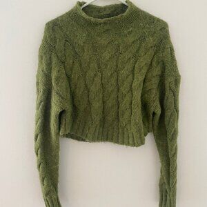 Cult Gaia cropped cable knit green woman's sweater size S